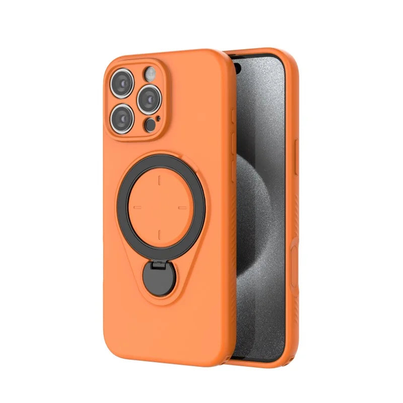 WANLONFENG For iPhone 16 Pro Max Case with Tempered Glass  JH Series PC TPU Kickstand Phone Cover - Orange - 2