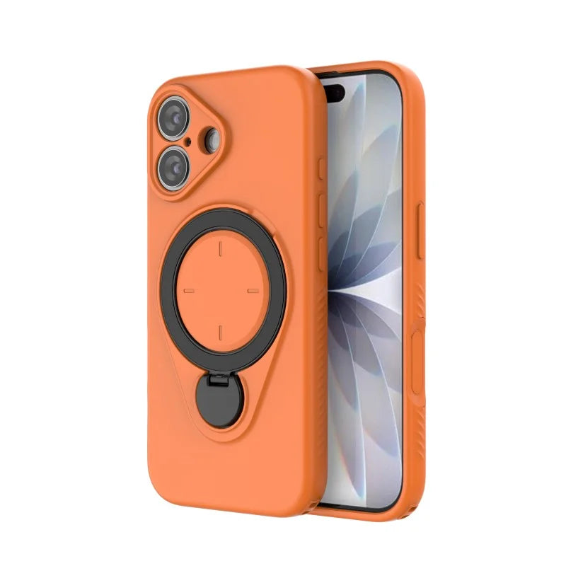 WANLONFENG For iPhone 17 Case with Tempered Glass  JH Series PC TPU Kickstand Phone Cover - Orange - 2