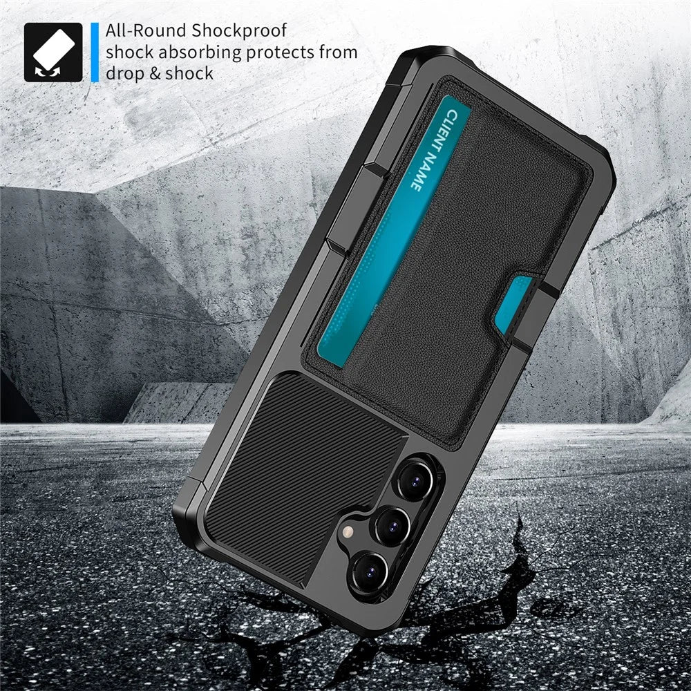 For Samsung Galaxy S25 FE Case Card Slot Leather + TPU Defender Phone Cover - 3