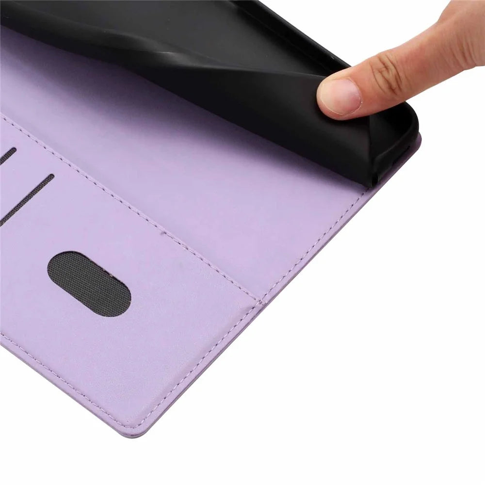 For Samsung Galaxy S26+ Stand Case Tree-and-Cat Pattern PU Leather Wallet Protective Phone Cover with Wrist Strap - Purple - 4