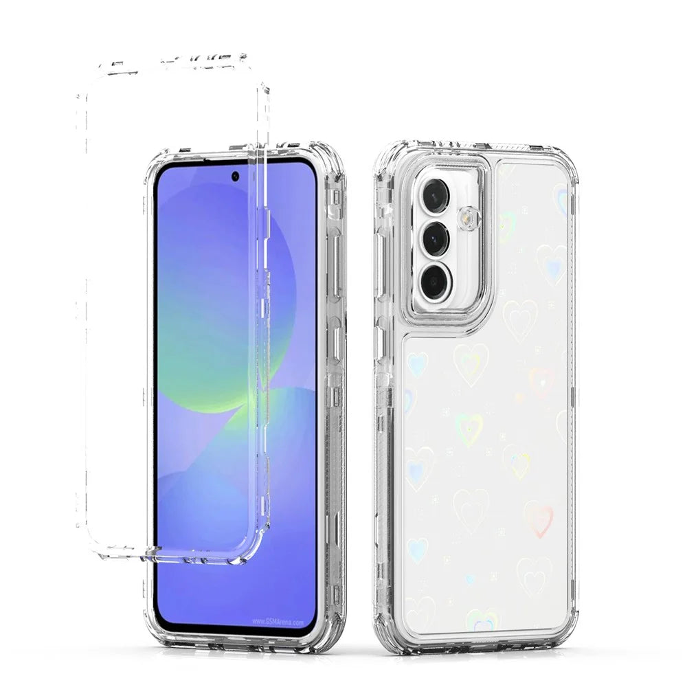 Clear Phone Case for Samsung Galaxy A37 5G / A36 5G / A56 5G Precise Cutouts Acrylic TPU Cover with Laser-printed Film - Hearts - 7
