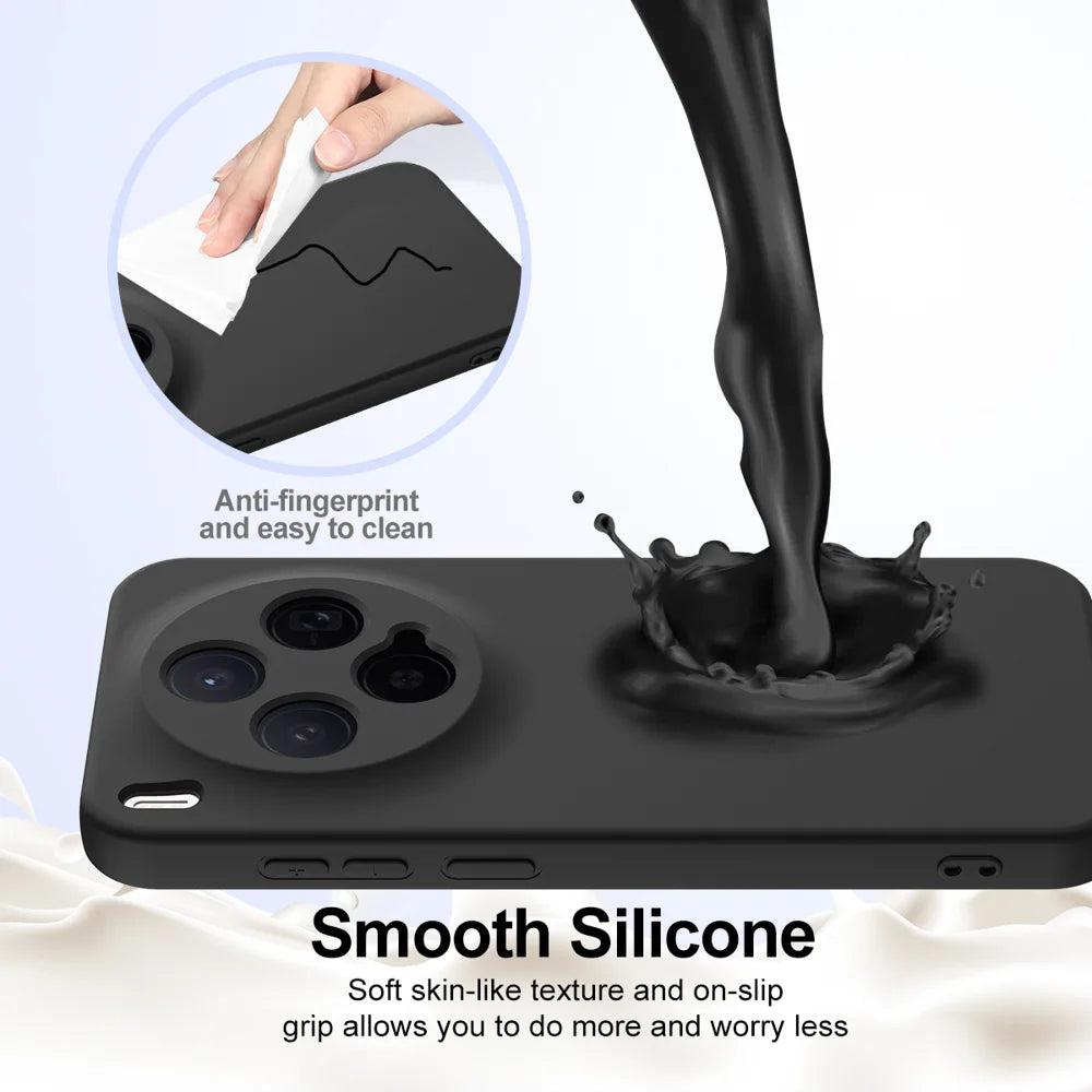For vivo X300 5G Magnetic Case Anti-Drop Liquid Silicone Phone Cover with Lanyard - Black - 5