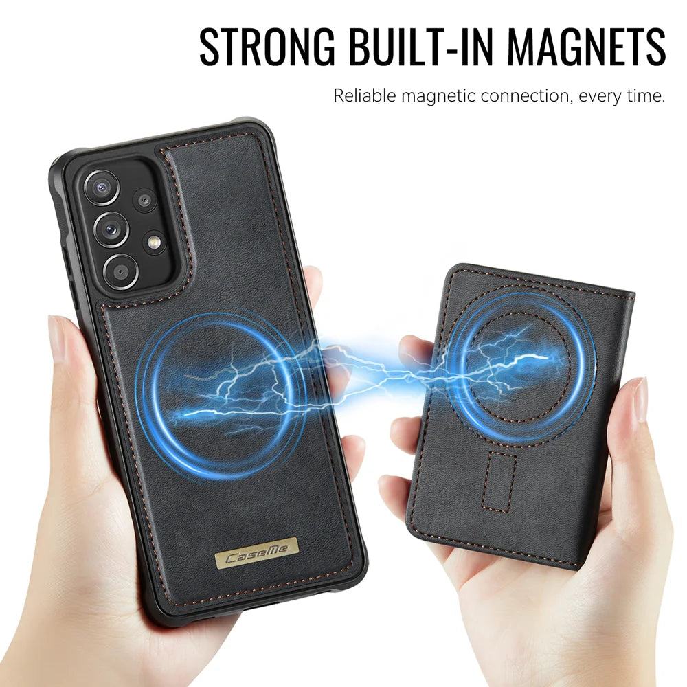 CASEME For Samsung Galaxy A52s 5G / Galaxy A52 5G Magnetic Case  ME80 Series Leather PC TPU Phone Cover with Detachable Wallet - Black - 6