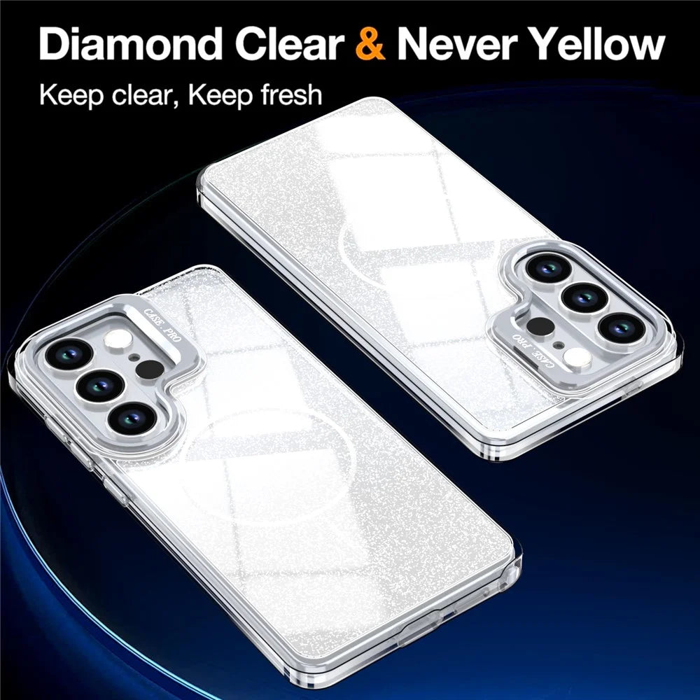 For Samsung Galaxy S25 Ultra Magnetic Case Gradient Glitter Shockproof TPU PC Phone Cover - White - 2