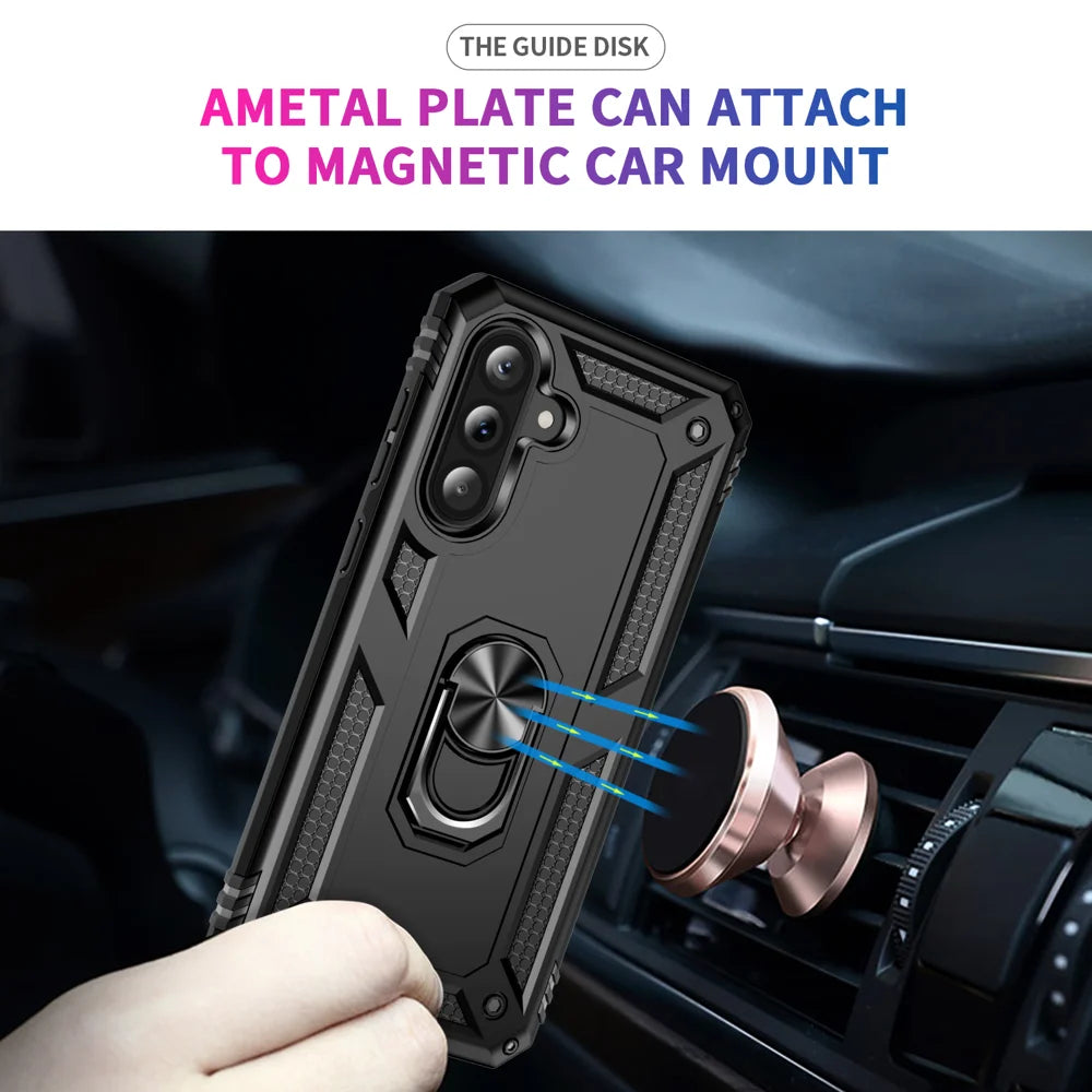 For Samsung Galaxy A37 5G Case PC + TPU Phone Cover with Kickstand - Black - 4