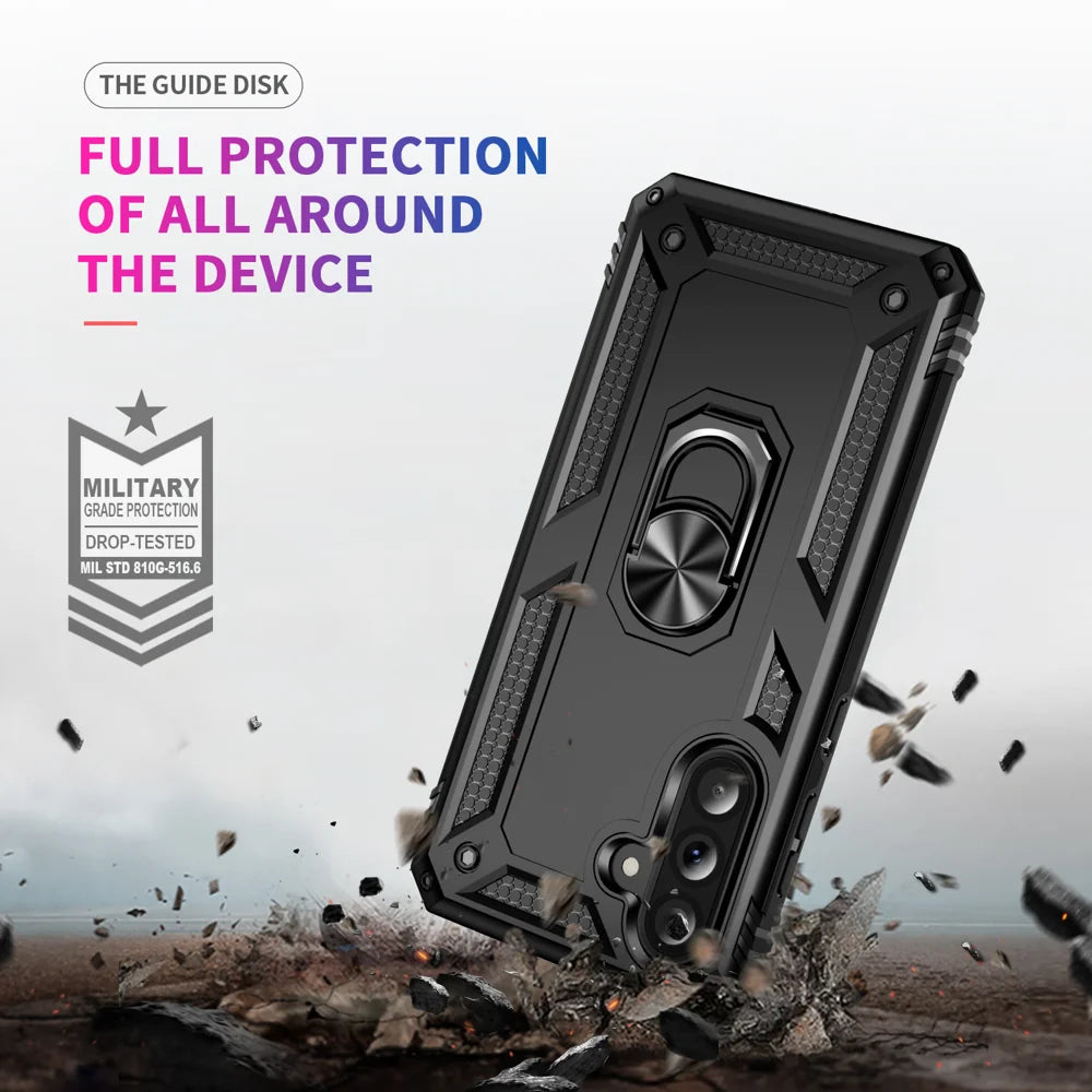 For Samsung Galaxy A37 5G Case PC + TPU Phone Cover with Kickstand - Black - 6