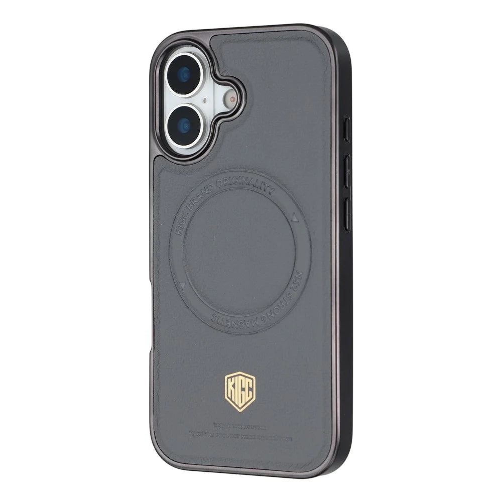 KIGC For iPhone 17 Case Compatible with MagSafe PC + TPU + PU Electroplating Phone Cover - Grey - 2