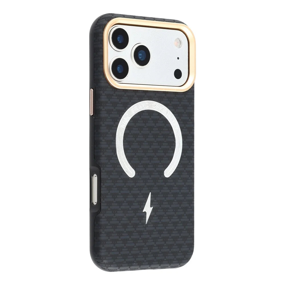 KIGC For iPhone 17 Pro Max Case Compatible with MagSafe Metal Lens Frame PC Slim Phone Cover - Black - 1
