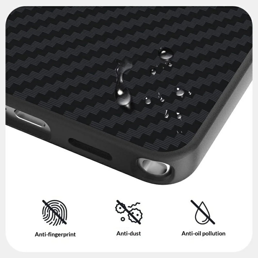 ABEEL For Samsung Galaxy S26 Magnetic Case Carbon Fiber Texture Phone Back Cover - Black - 4