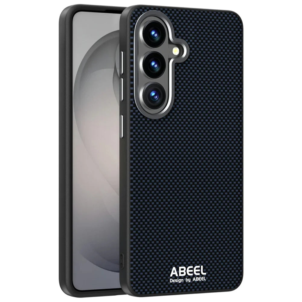 ABEEL For Samsung Galaxy S26 Magnetic Case Printed PC TPU Aluminum Alloy Leather Phone Cover - Black - 1