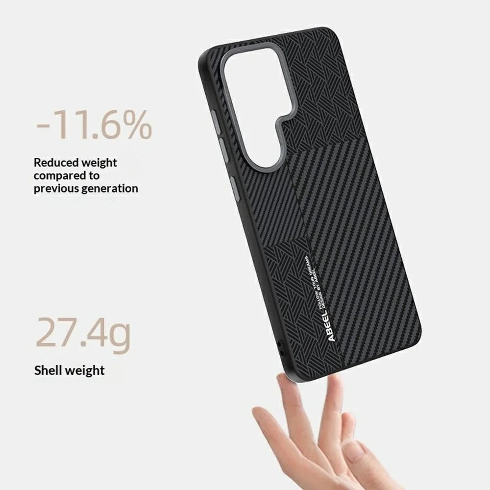ABEEL For Samsung Galaxy S26 Ultra Magnetic Case PC + TPU + Aluminum Alloy + PU Leather Slim Phone Back Cover - Texture 3 - 3