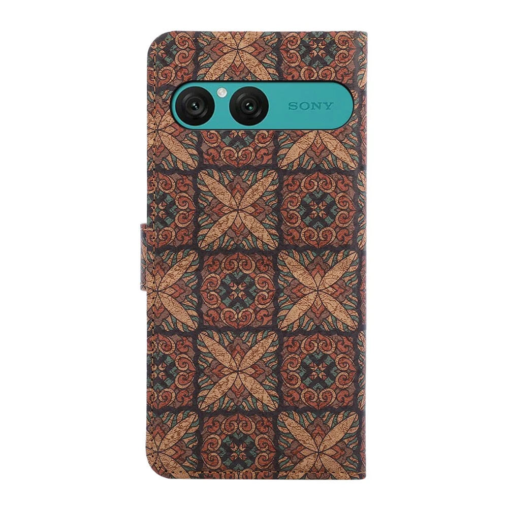 For Sony Xperia 10 VII Leather Wallet Case Bohemian-style TPU PU Phone Cover with Stand - Hearts - 7