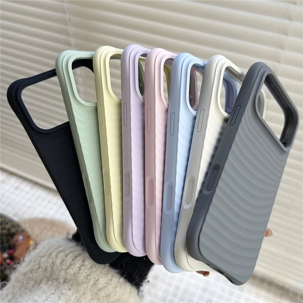 For iPhone 17 Pro Max Case Wave Pattern Liquid Silicone Shockproof Phone Cover - Light Cyan - 3