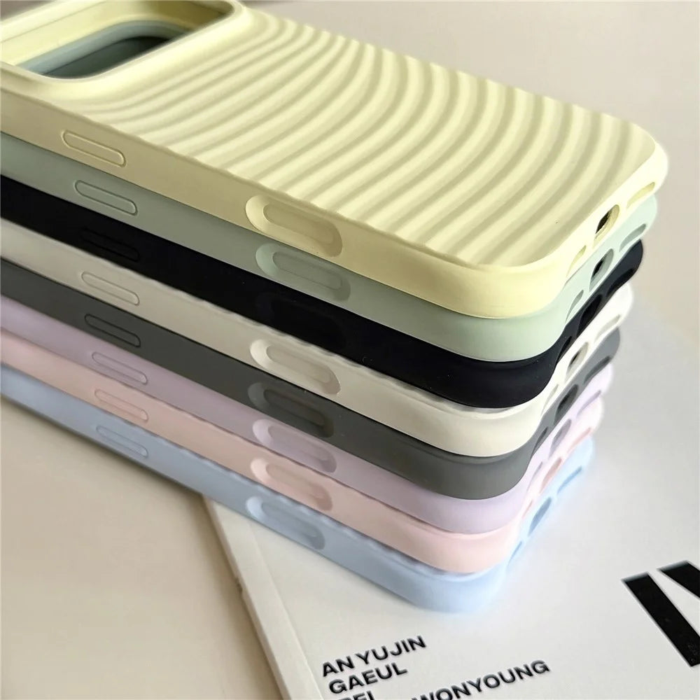 For iPhone 17 Pro Max Case Wave Pattern Liquid Silicone Shockproof Phone Cover - Light Cyan - 6