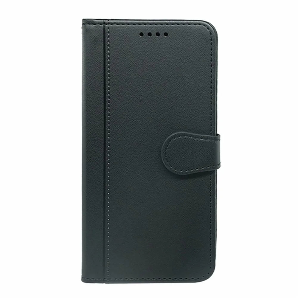 For Samsung Galaxy S26+ Wallet Case Magnetic Snap Leather Phone Cover with Strap - Black - 5