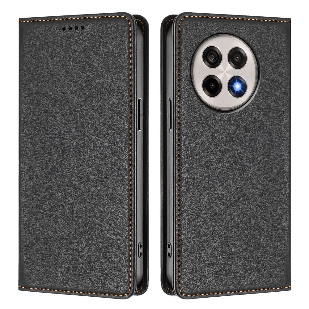 For OnePlus 13R 5G / OnePlus Ace 5 5G / OnePlus Ace 5 Pro 5G Leather Wallet Case Magnetic Closure RFID Blocking Phone Cover - Black - 1