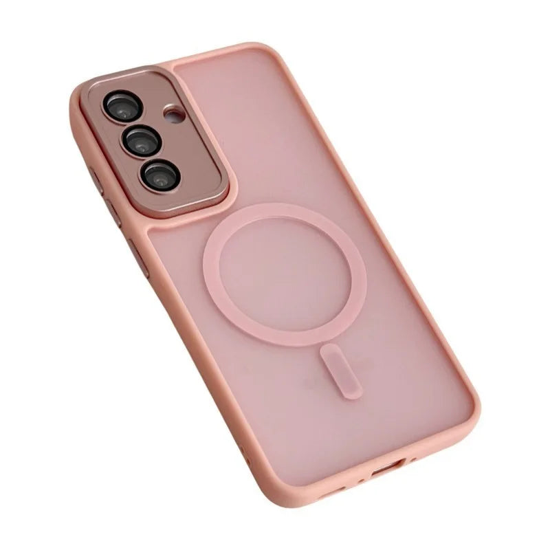 WANLONFENG For Samsung Galaxy A56 5G Magnetic Back Cover  QB1 Series PC TPU Shockproof Phone Case - Pink - 2