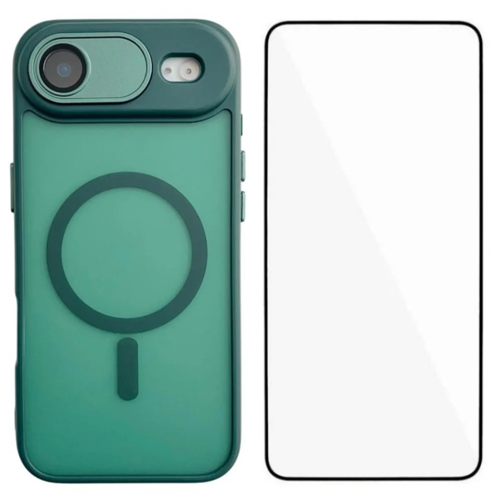 WANLONFENG For iPhone Air Magnetic Case  QB Series PC TPU Phone Cover with Screen Film - Dark Green - 1