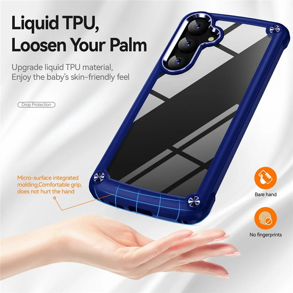 For Samsung Galaxy S26 Case Anti-Drop Alloy Lens Frame PC + TPU Phone Cover - Blue - 3