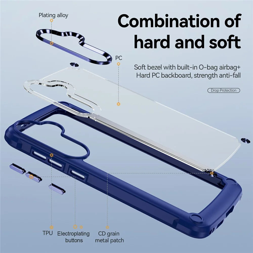 For Samsung Galaxy S26+ Case Anti-Drop Alloy Lens Frame PC + TPU Phone Cover - Blue - 4