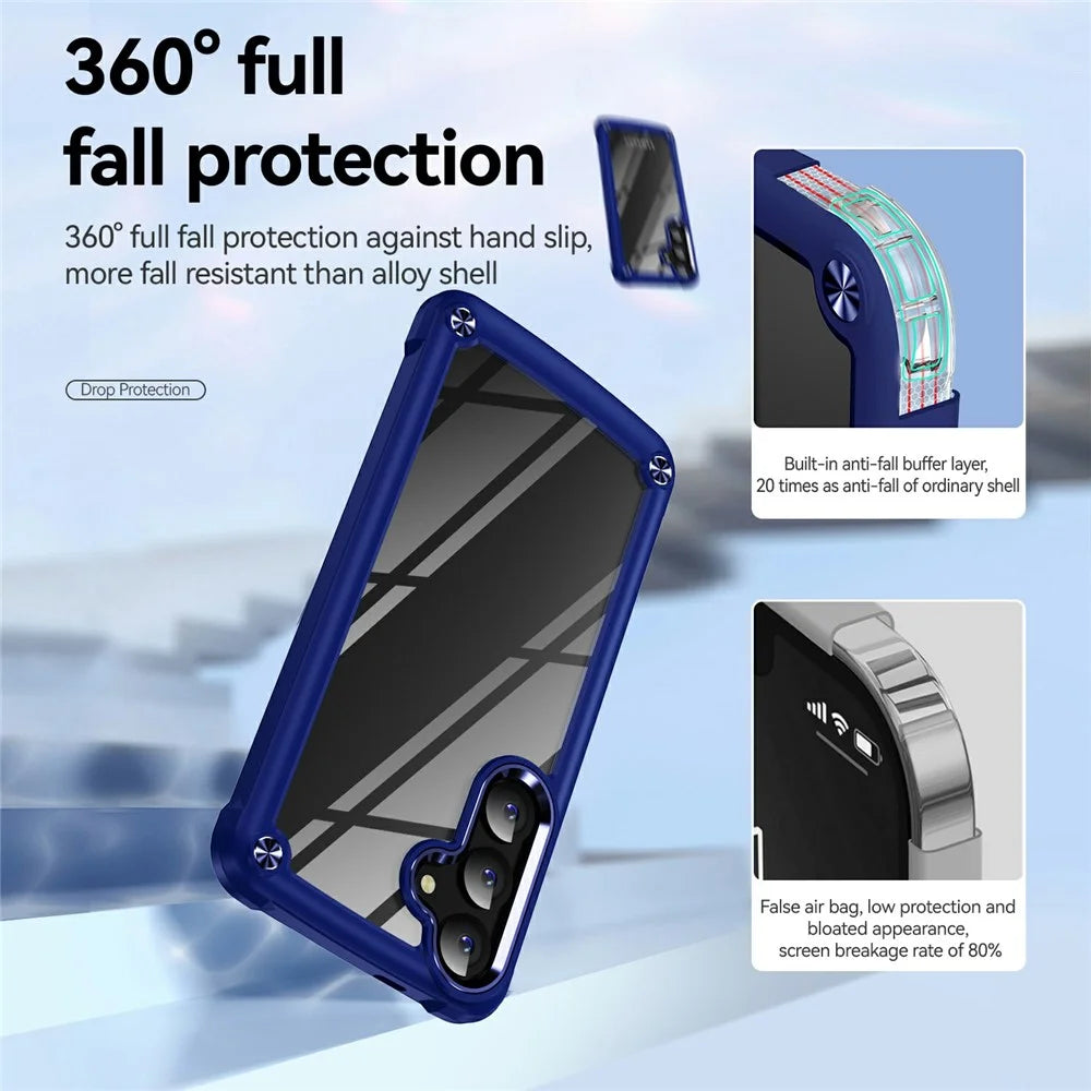 For Samsung Galaxy A57 5G Case Anti-Drop Alloy Lens Frame PC + TPU Phone Cover - Blue - 5