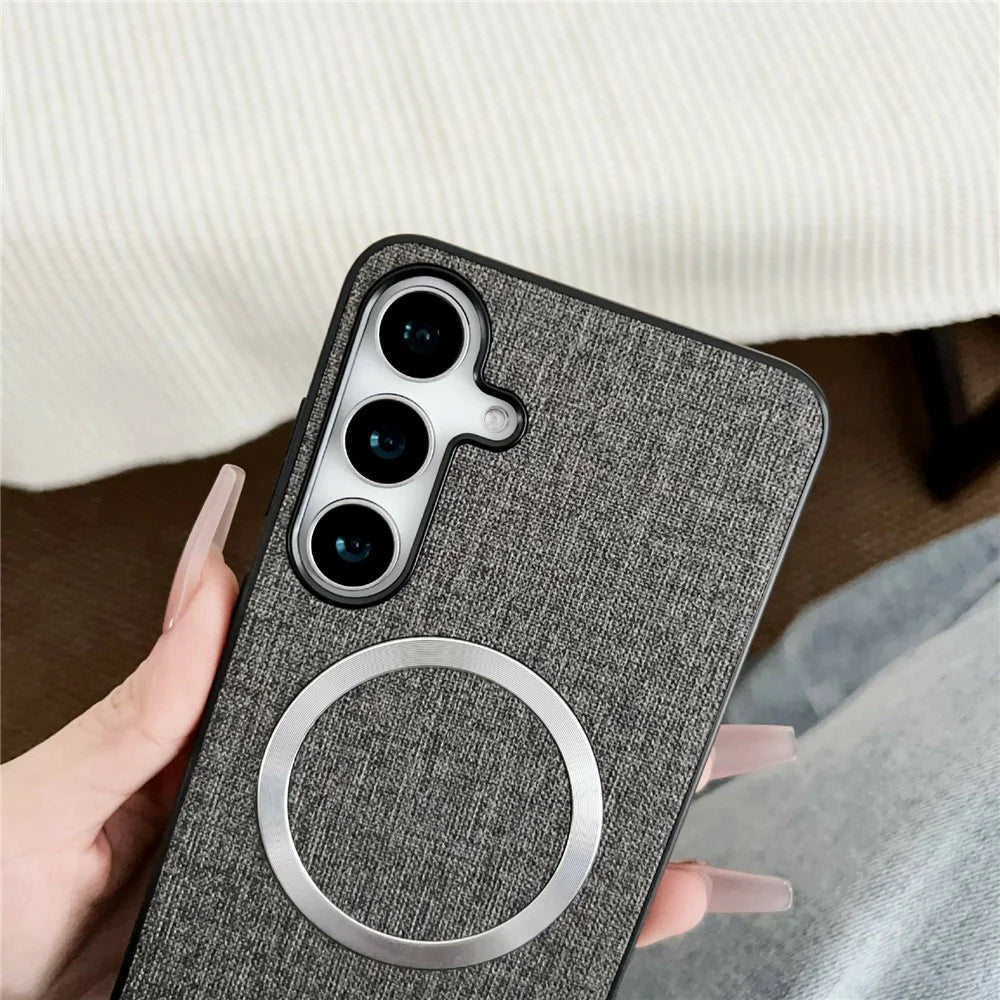 For Samsung Galaxy A18 5G / A18 4G / A17 5G / A17 4G Magnetic Case Drop-Proof TPU + Cloth Back Phone Cover - Grey - 3