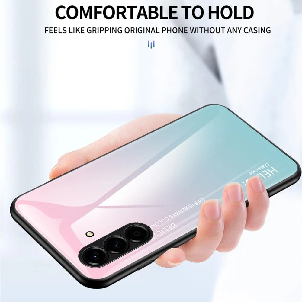 For Samsung Galaxy A57 5G Case Anti-Scratch Tempered Glass + PC + TPU Phone Cover - Gradient Blue Black - 2
