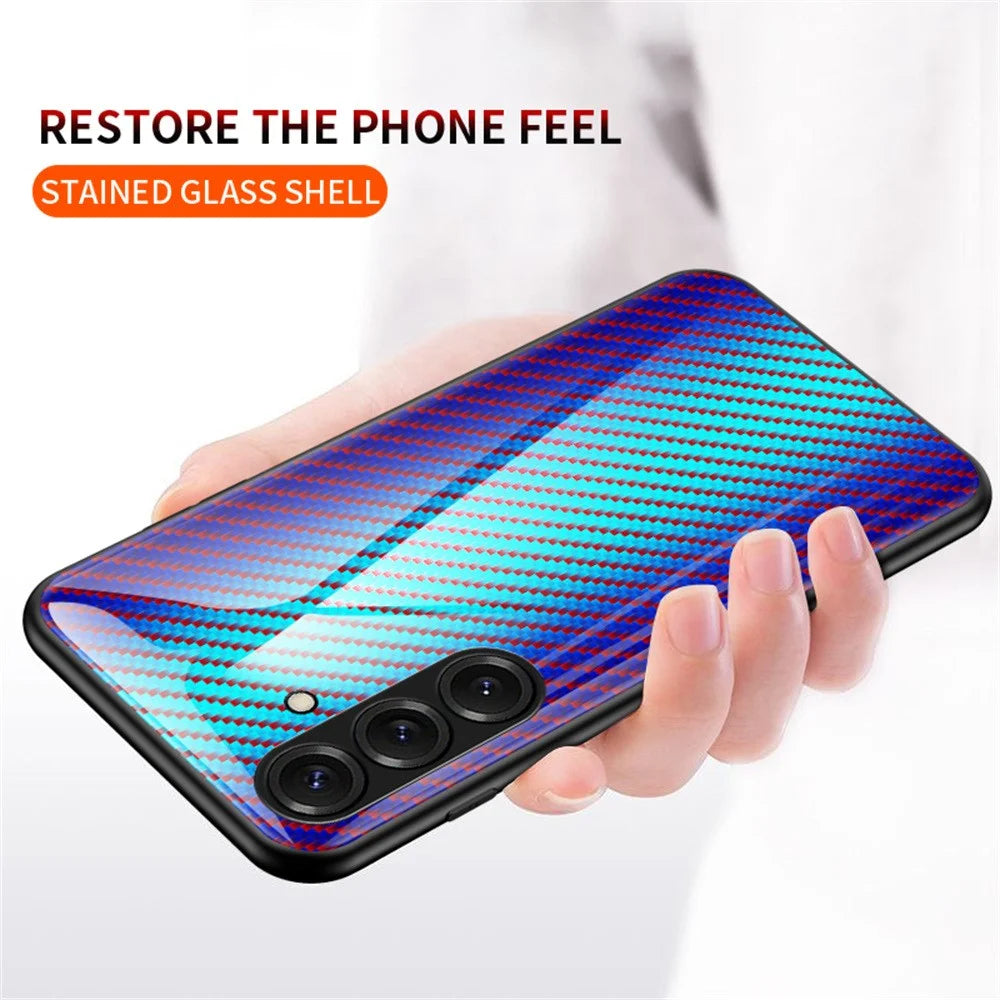 For Samsung Galaxy S26 Case Tempered Glass Shockproof Phone Cover - Golden Fiber - 2