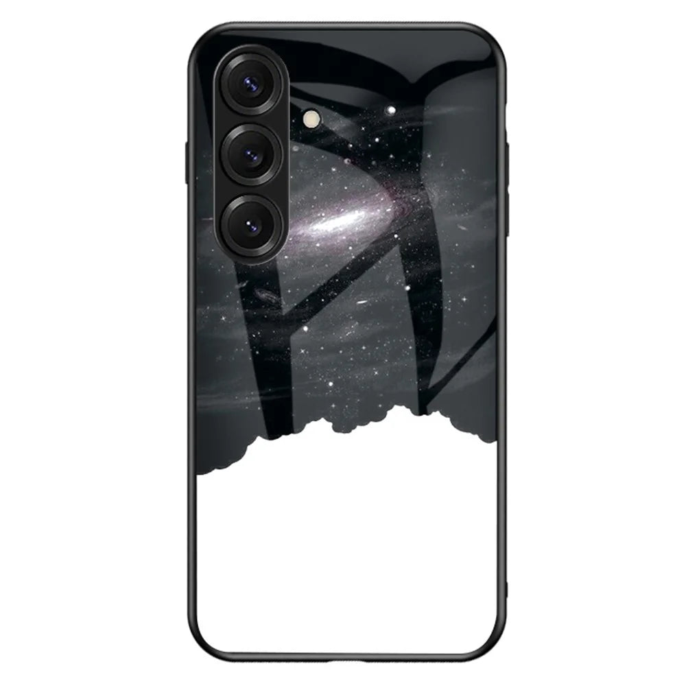 For Samsung Galaxy S26 Case Starry Sky Pattern Tempered Glass Phone Cover - Cosmic Starry Sky - 1