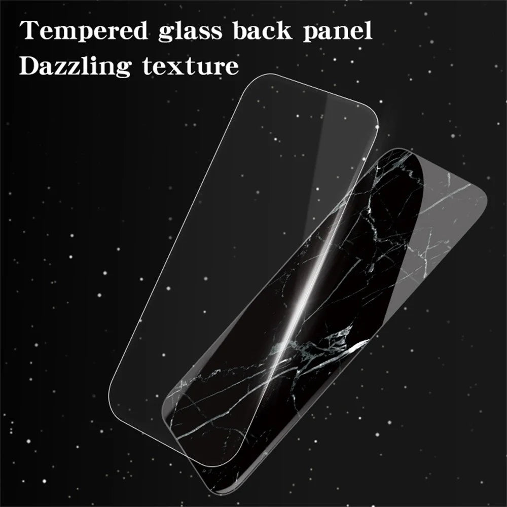 For Samsung Galaxy S26+ Case Marble Pattern Tempered Glass + PC + TPU Protective Phone Cover - White Marble - 3