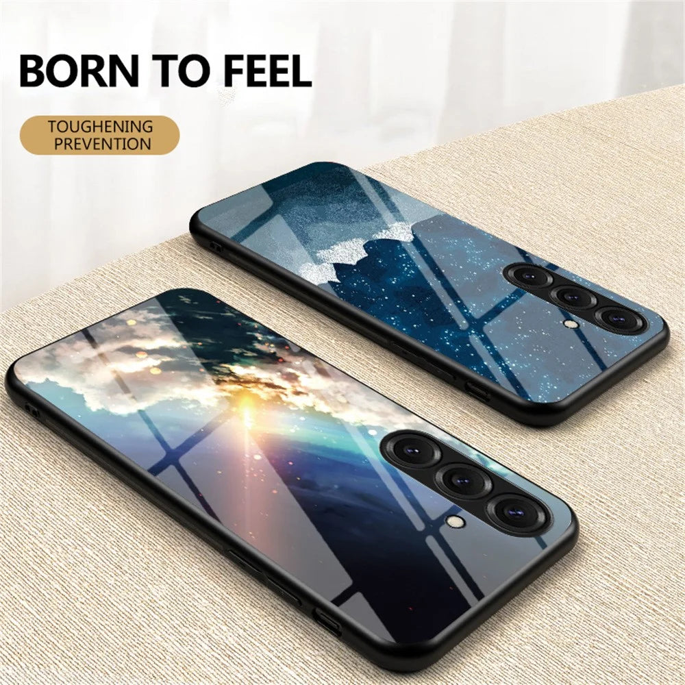 For Samsung Galaxy S26+ Case Starry Sky Pattern Tempered Glass Phone Cover - Cosmic Starry Sky - 2