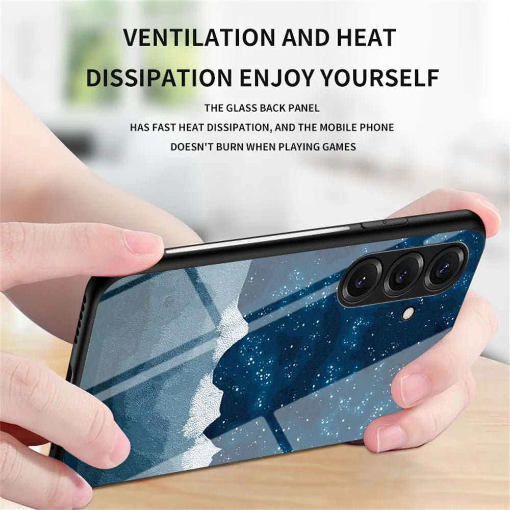 For Samsung Galaxy S26+ Case Starry Sky Pattern Tempered Glass Phone Cover - Cosmic Starry Sky - 4