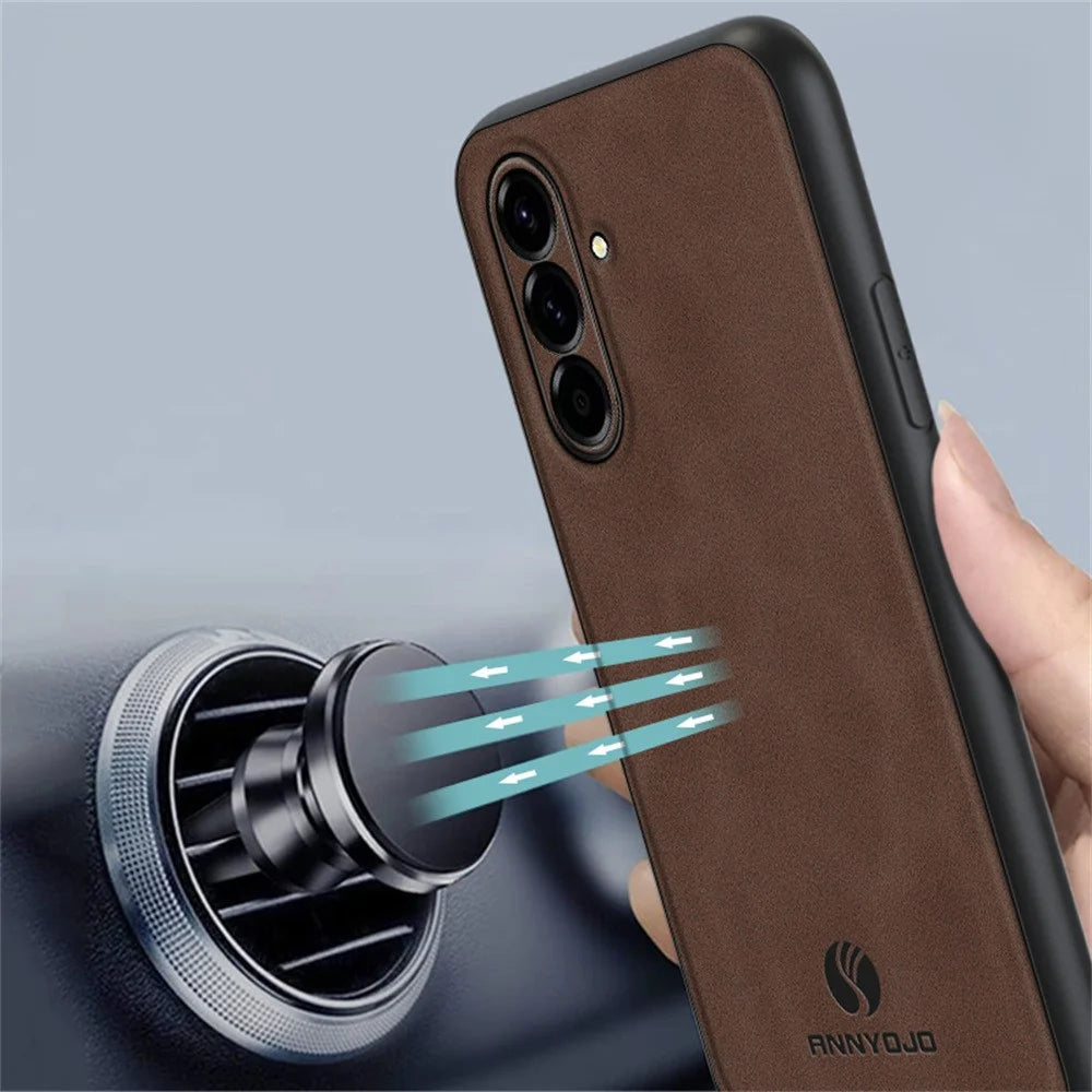 ANNYOJO For Samsung Galaxy A27 5G Case PU Leather + PC + TPU Anti Drop Phone Back Cover - Grey - 2