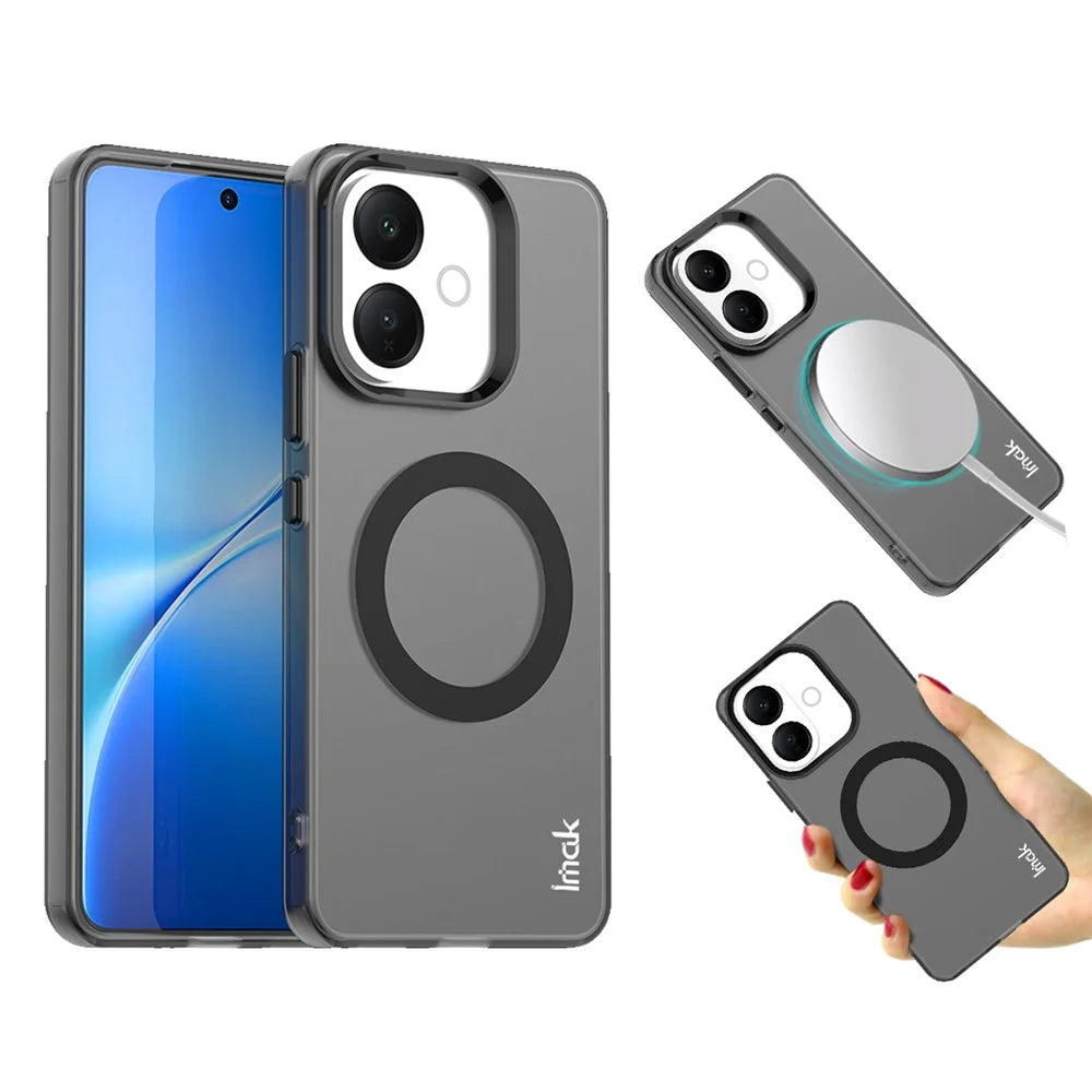 IMAK For vivo V60 Lite 4G / V70 Lite 5G / V60 Lite 5G Magnetic Case PC + TPU Phone Back Cover - Black - 2