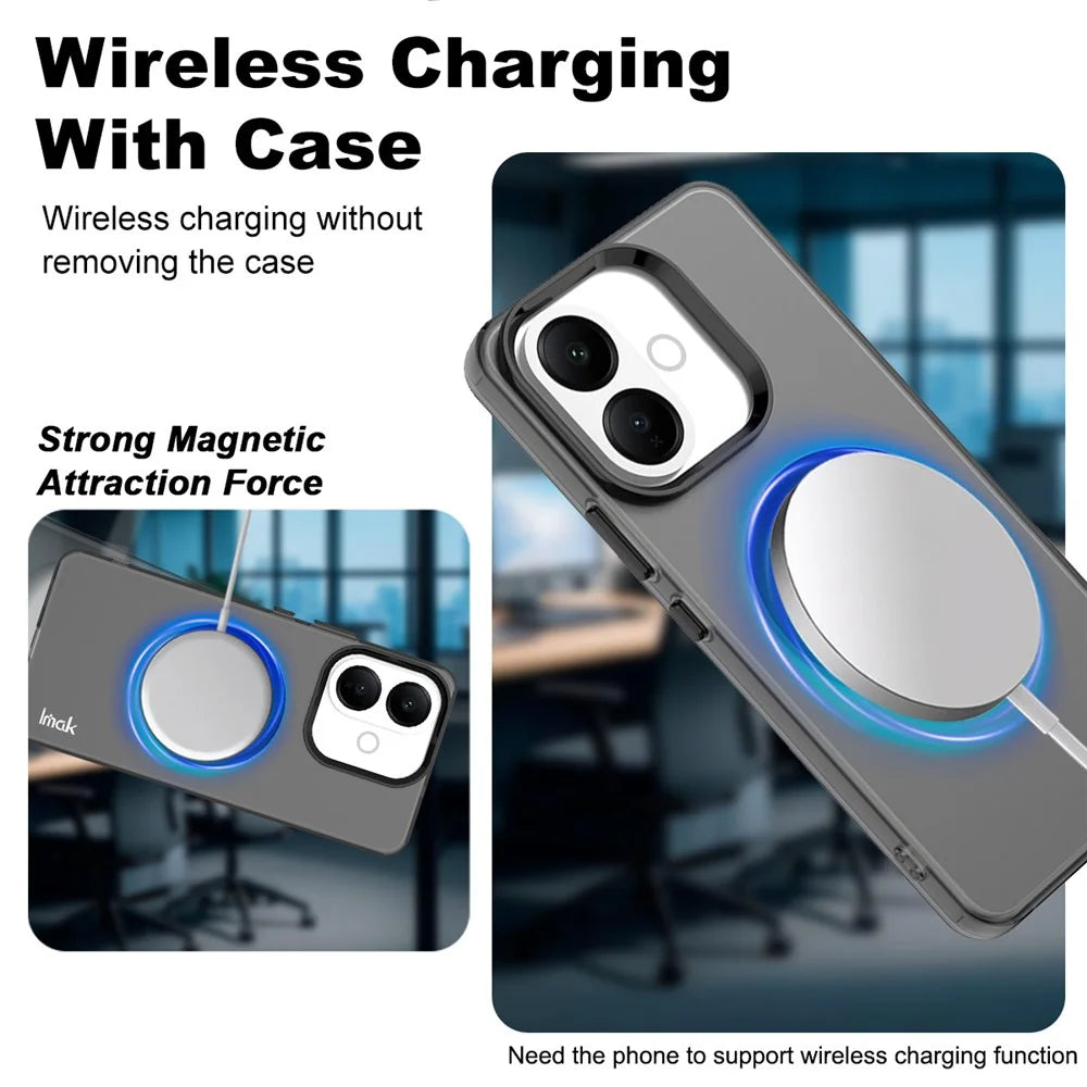 IMAK For vivo V60 Lite 4G / V70 Lite 5G / V60 Lite 5G Magnetic Case PC + TPU Phone Back Cover - Black - 4
