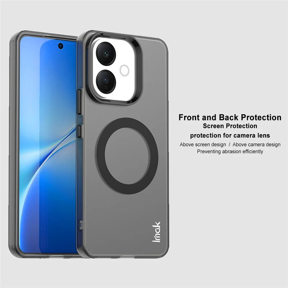 IMAK For vivo V60 Lite 4G / V70 Lite 5G / V60 Lite 5G Magnetic Case PC + TPU Phone Back Cover - Black - 7