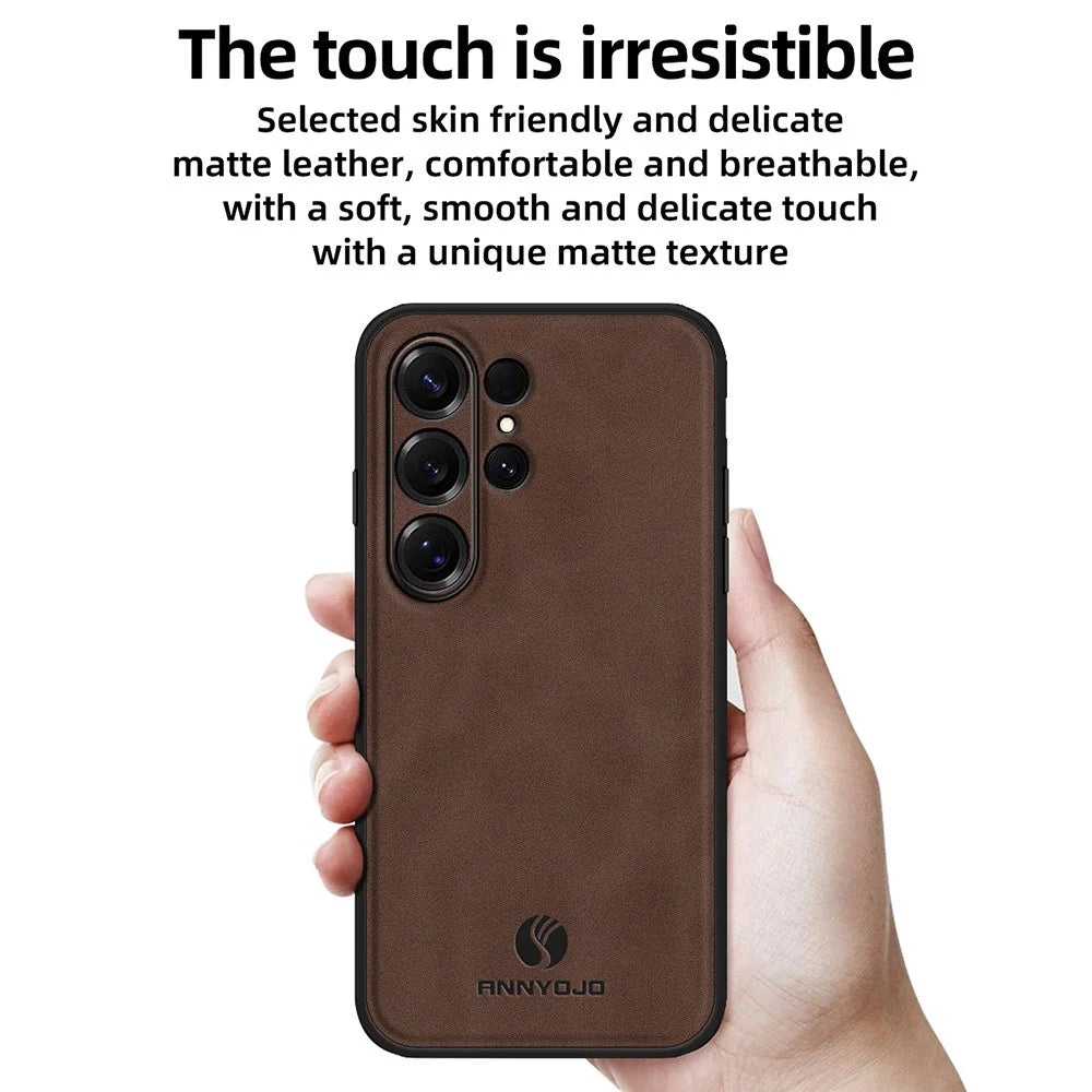 ANNYOJO For Samsung Galaxy S26 Ultra Case PU Leather + PC + TPU Anti Drop Phone Back Cover - Coffee - 2