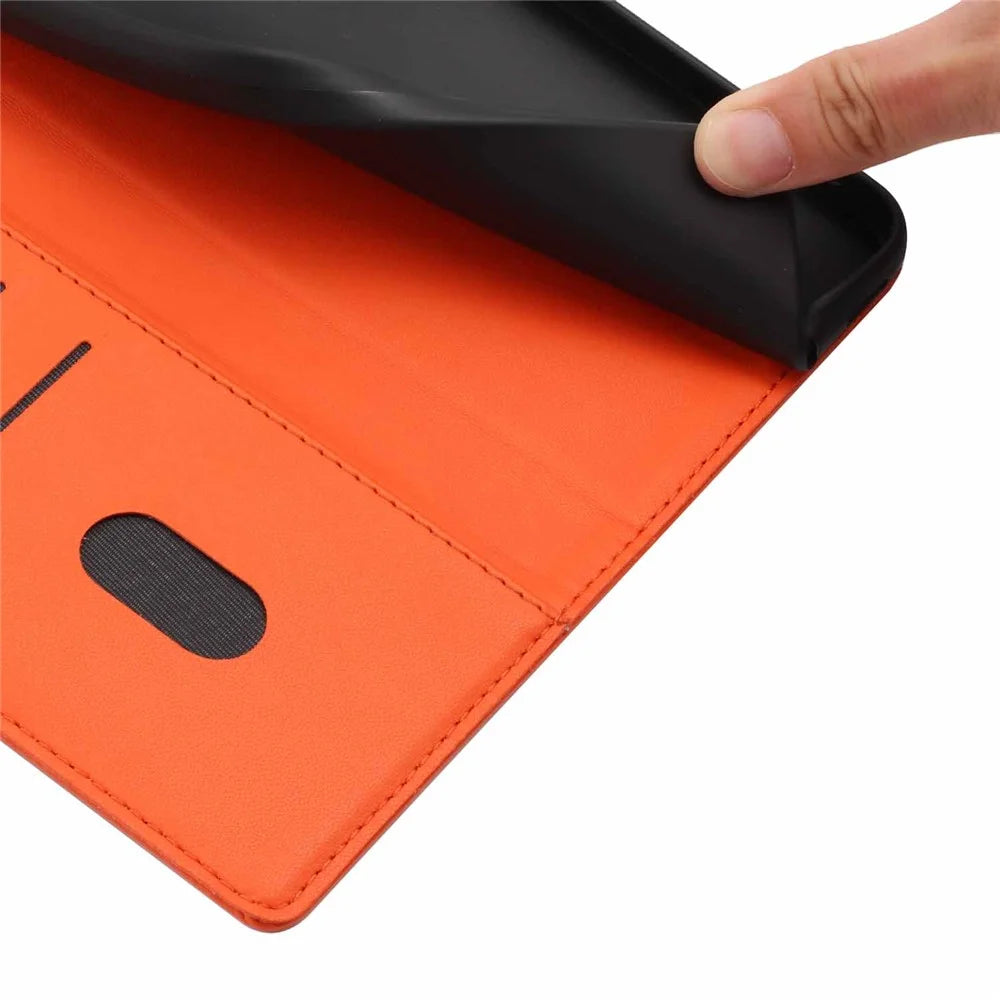 For Samsung Galaxy A35 5G Stand Case Tree-and-Cat Pattern PU Leather Wallet Protective Phone Cover with Wrist Strap - Orange - 4