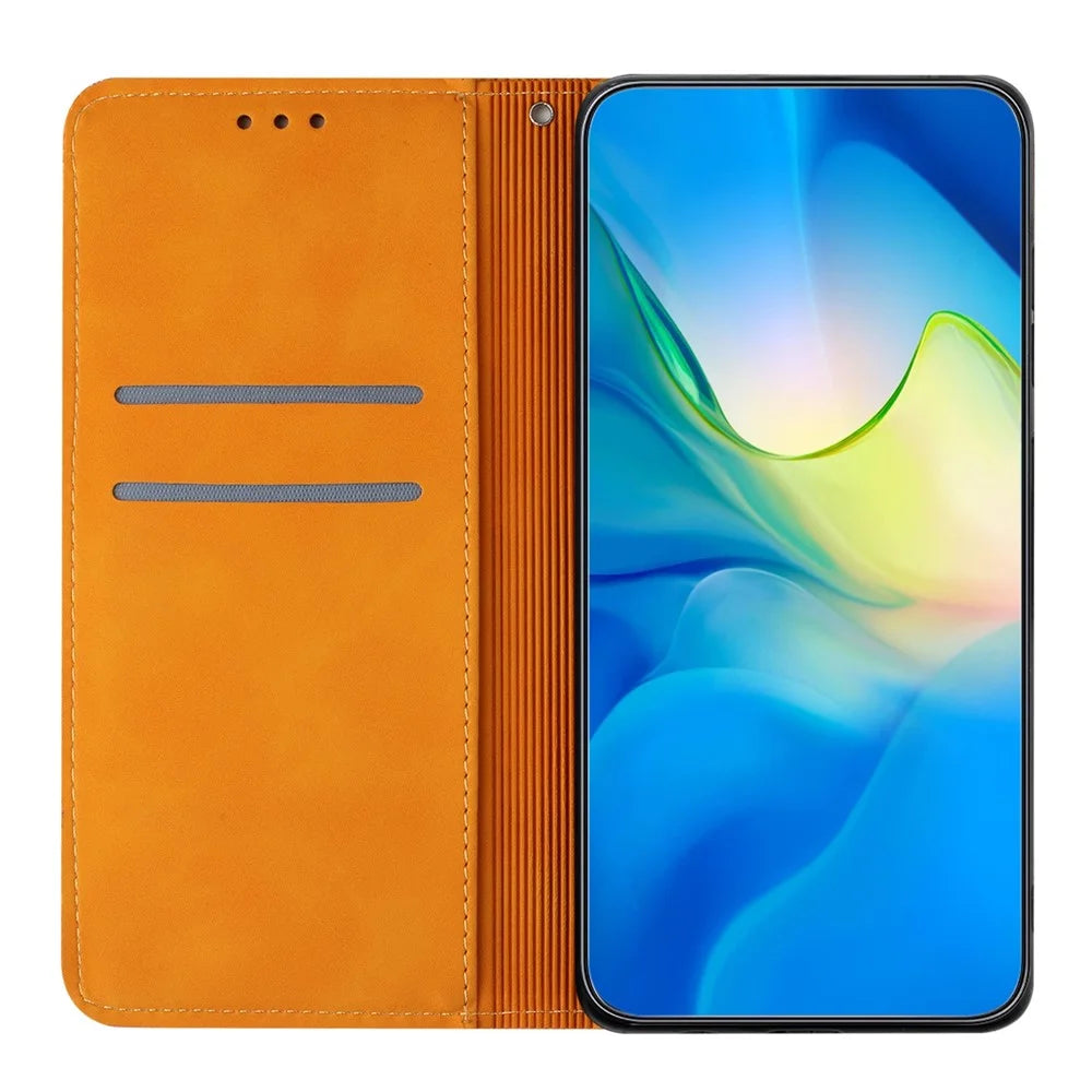 For Samsung Galaxy S26+ Case Imprinted Flower Wallet Stand Leather Phone Cover - Yellow - 2
