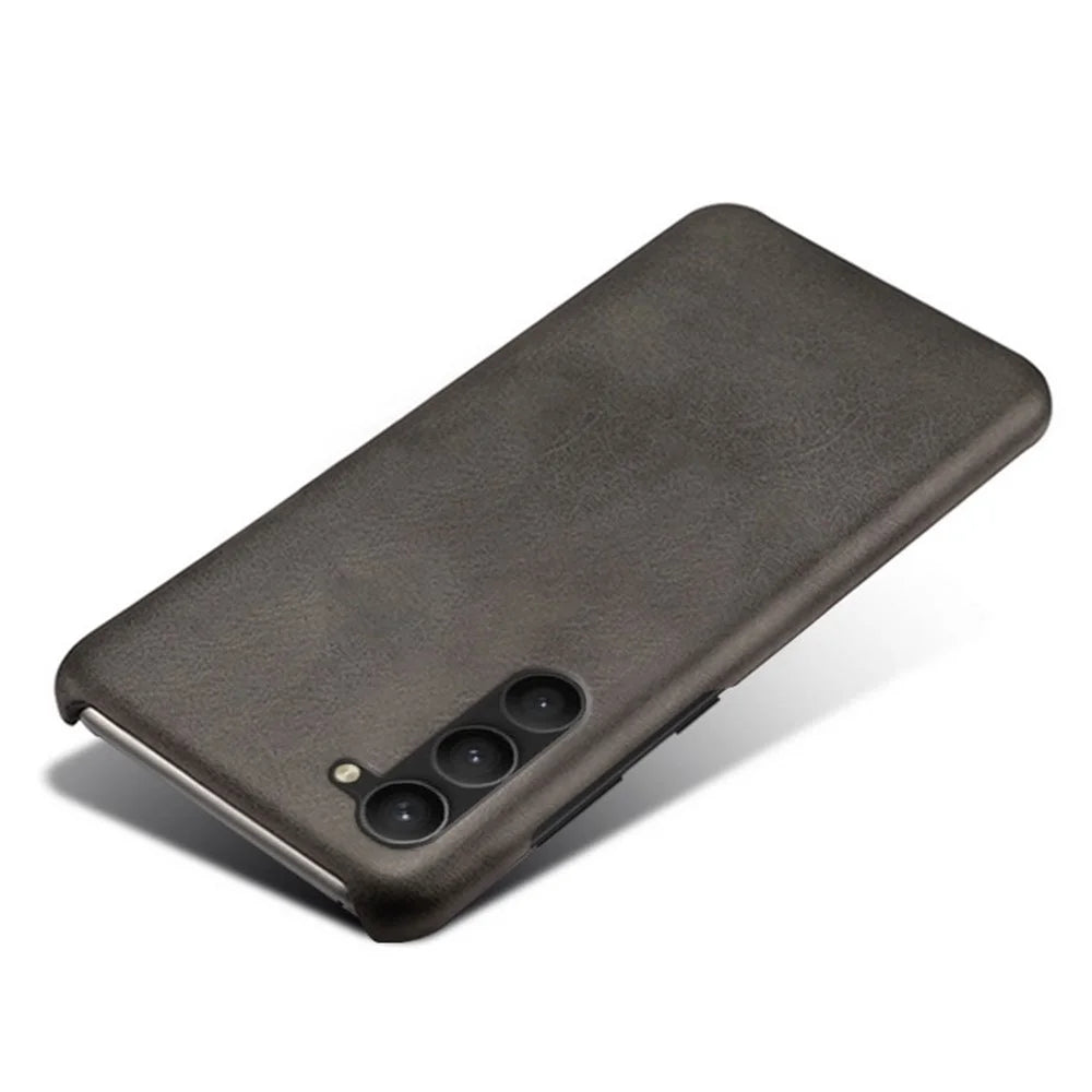 For Samsung Galaxy S23+ Calf Texture Anti-scratch Cell Phone Cover PU Leather Coated PC Case - Black - 3