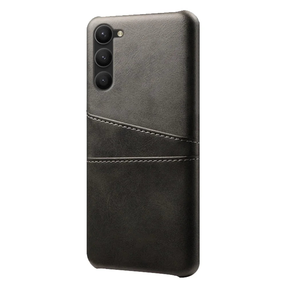For Samsung Galaxy S23+ Dual Card Slots PU Leather Coated PC Cover Drop-proof Protective Phone Case - Black - 2