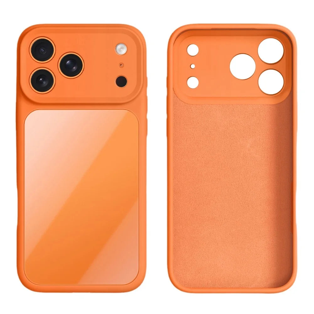 For iPhone 17 Pro Case Liquid Silicone + PC + Graphene Glass Shockproof Phone Cover - Orange - 2