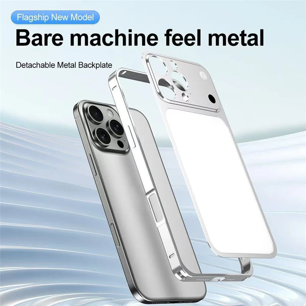 For iPhone 16 Pro Case Transform to 17 Pro Locking Buckle Metal Frame Alloy Back Phone Cover - Orange - 6