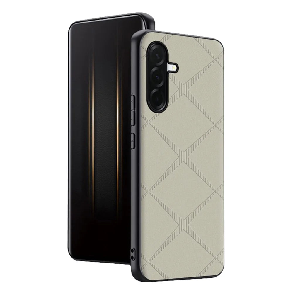 For Samsung Galaxy S25+ Case X-Patterned TPU PU Leather PC Anti-Drop Phone Cover - Grey - 1