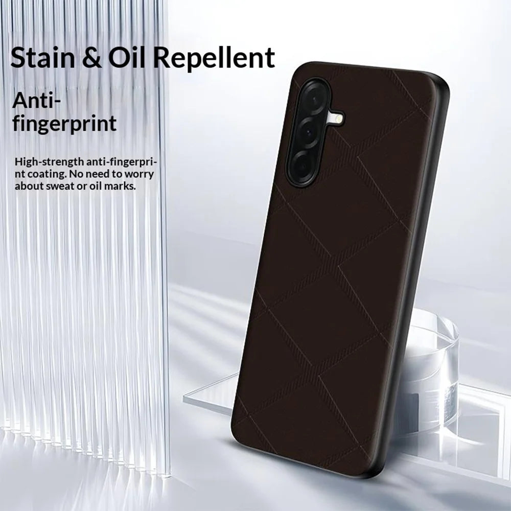 For Samsung Galaxy S25+ Case X-Patterned TPU PU Leather PC Anti-Drop Phone Cover - Grey - 3