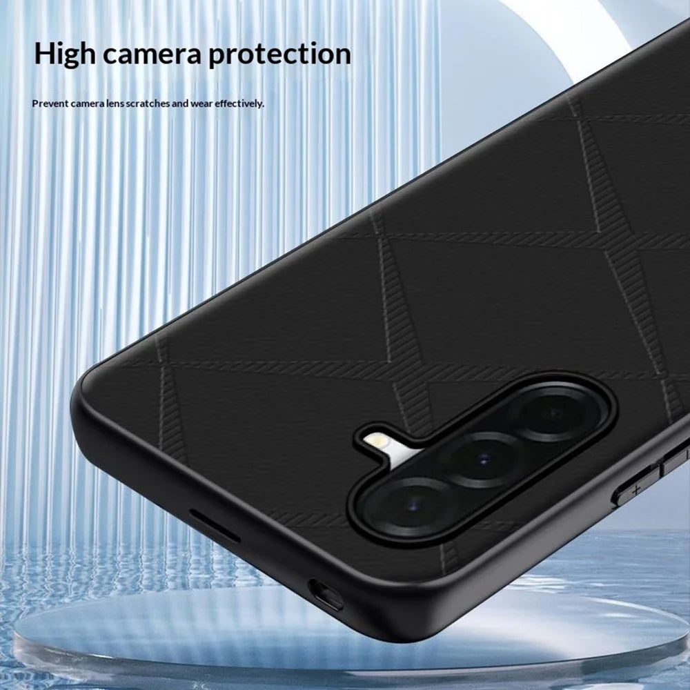 For Samsung Galaxy S24+ Case X-Patterned TPU PU Leather PC Anti-Drop Phone Cover - Grey - 2