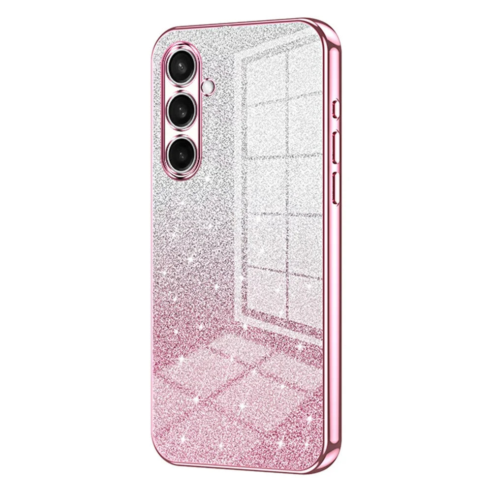 For Samsung Galaxy S26 Case Electroplating Gradient Glitter TPU Phone Cover - Pink - 1