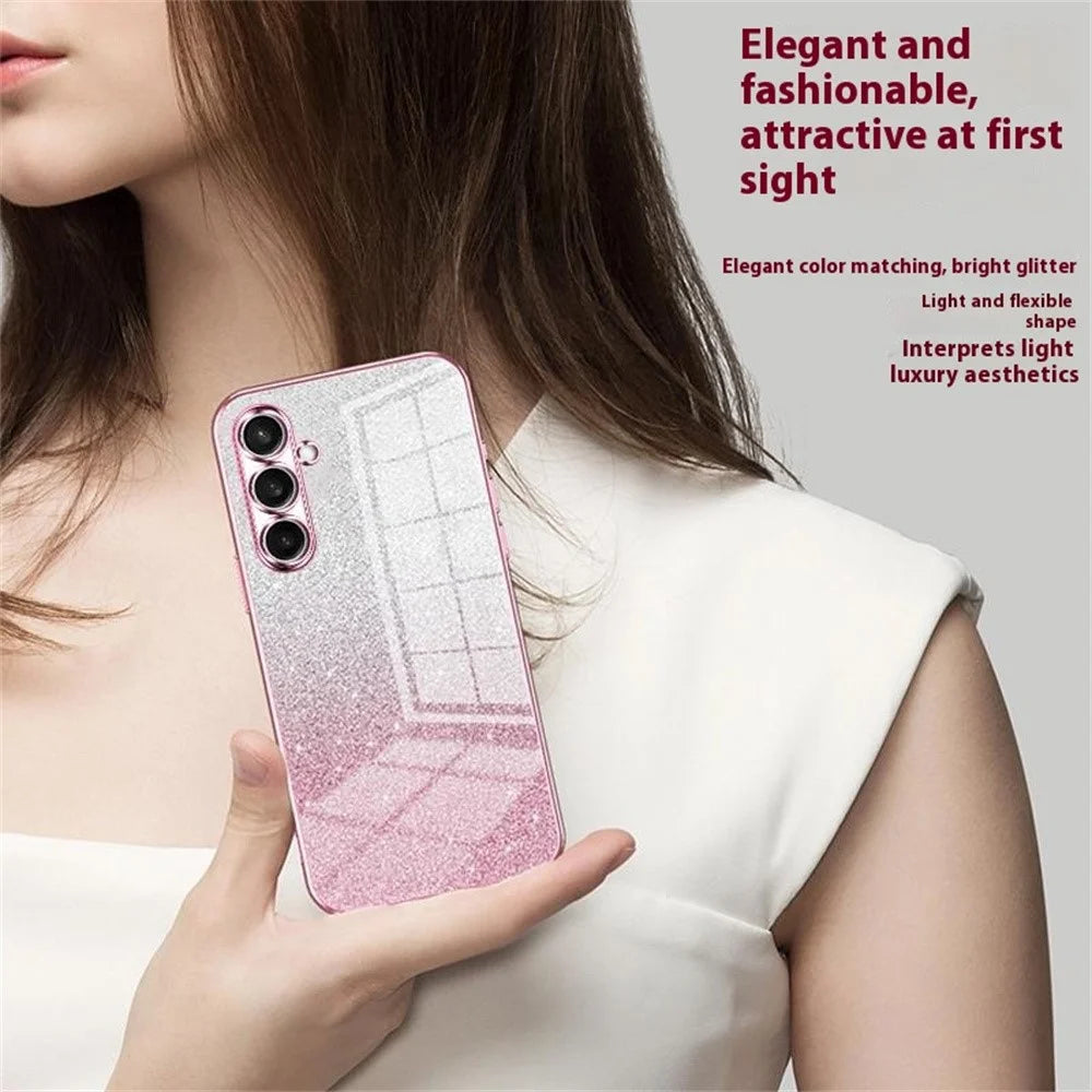 For Samsung Galaxy S26+ Case Electroplating Gradient Glitter TPU Phone Cover - Pink - 7