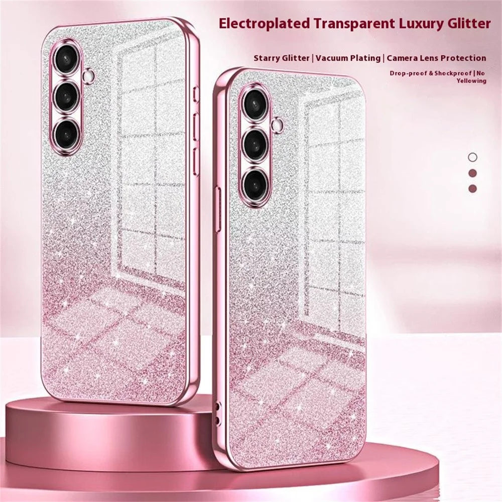 For Samsung Galaxy A37 5G Case Electroplating Gradient Glitter TPU Phone Cover - Purple - 3