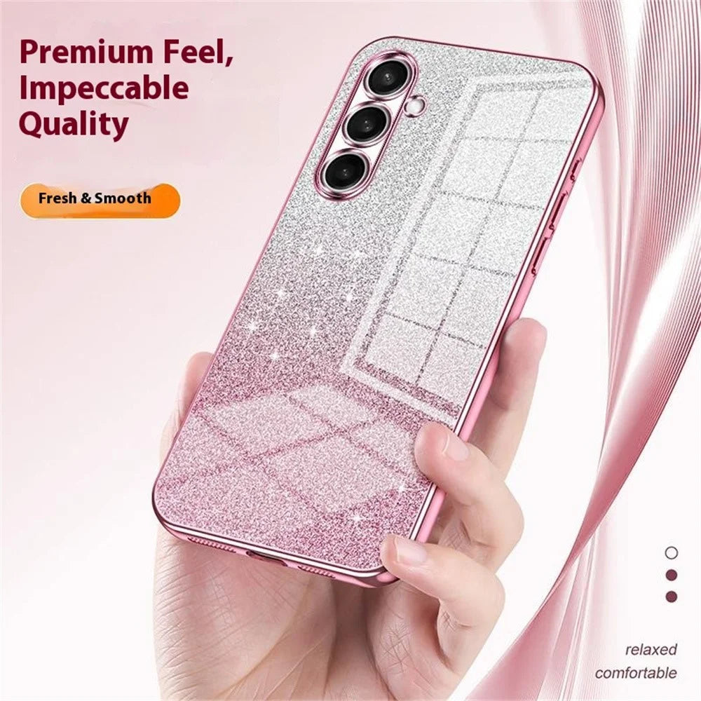 For Samsung Galaxy A37 5G Case Electroplating Gradient Glitter TPU Phone Cover - Purple - 5
